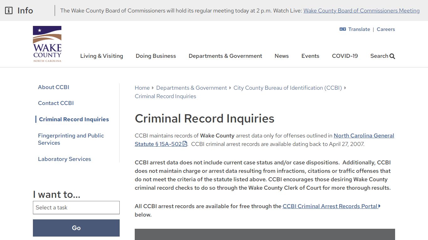 Criminal Record Inquiries | Wake County Government